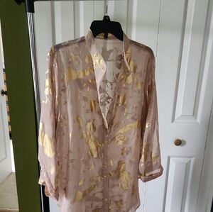SHEIN Gold and Cream Button Down Shirt